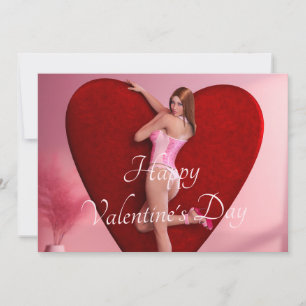 Gepassioneerd Valentijnsdagmeisje in een korset Feestdagenkaart