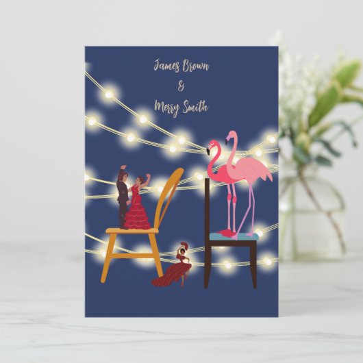 Gepassioneerde Flamingo's bruiloft Kaart (Staand voorkant)