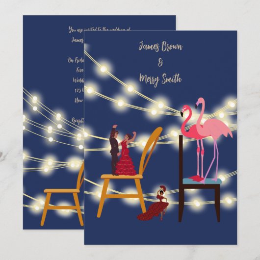 Gepassioneerde Flamingo's bruiloft Kaart (Voorkant / Achterkant)