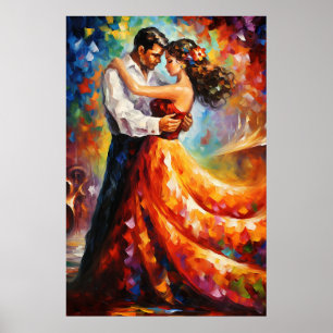 Gepassioneerde omarmen romantische paar kunst poster