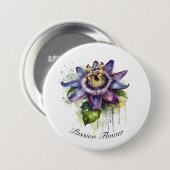Gepassioneerde Paarse Passiebloem Ronde Button 7,6 Cm (Voorkant /achterkant)