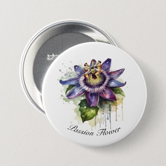 Gepassioneerde Paarse Passiebloem Ronde Button 7,6 Cm (Voorkant /achterkant)