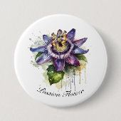 Gepassioneerde Paarse Passiebloem Ronde Button 7,6 Cm (Voorkant)