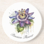Gepassioneerde Paarse Passiebloem Zandsteen Onderzetter (Voorkant)