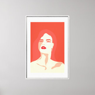 Gepassioneerde vrouw in het rood canvas afdruk