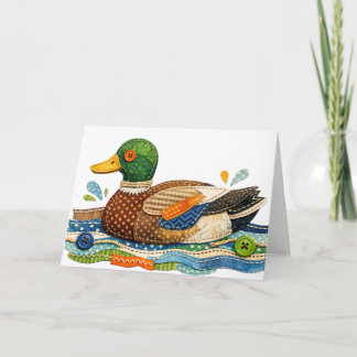 Gepatchworkte Mallard Eend Kaart