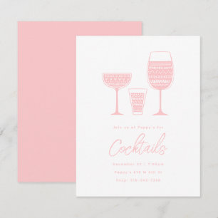 Gepatenteerde cocktails roze cocktail Party Kaart