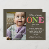 Gepatenteerde uitnodiging voor één verjaardag (Voorkant / Achterkant)