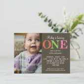 Gepatenteerde uitnodiging voor één verjaardag (Staand voorkant)