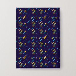 Gepatroneerd canvas en klok met een kleurrijke  button