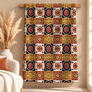 Gepatroneerd Terracotta Tribal Worpdekenontwerp Fleece Deken