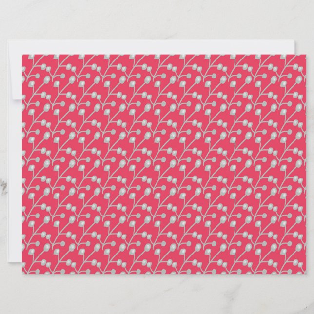 Gepatroneerd zilver-grijs blad op helder roze rood (Voorkant)