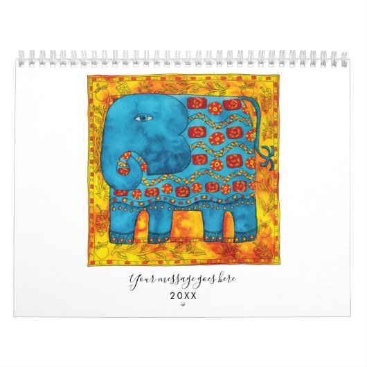 Gepatroneerde Dieren Waterverf Kunst Kalender (Hoes)