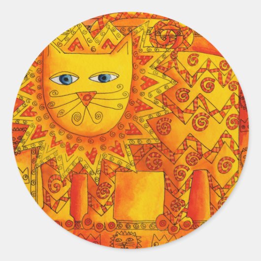 Gepatroneerde Leeuw Ronde Sticker (Voorkant)