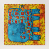 Gepatroneerde Olifant Waterverf Illustratie Legpuzzel (Verticaal)