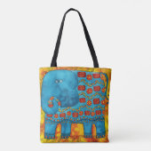 Gepatroneerde Waterverf Olifant Tote Bag (Achterkant)
