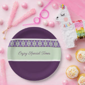 Gepatroonneerd accent in Plum Paarse Papieren Bordje (Feest)