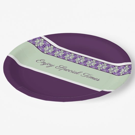 Gepatroonneerd accent in Plum Paarse Papieren Bordje (Gekanteld)