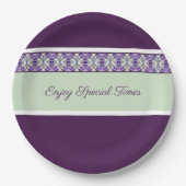 Gepatroonneerd accent in Plum Paarse Papieren Bordje (Voorkant)