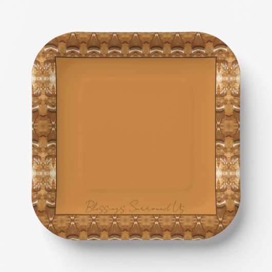 Gepatterd in bruin en goud papieren bordje (Voorkant)