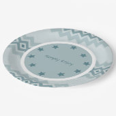 Gepatterd met schaduwen van blauwvintonijn papieren bordje (Gekanteld)