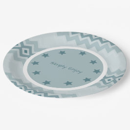 Gepatterd met schaduwen van blauwvintonijn papieren bordje