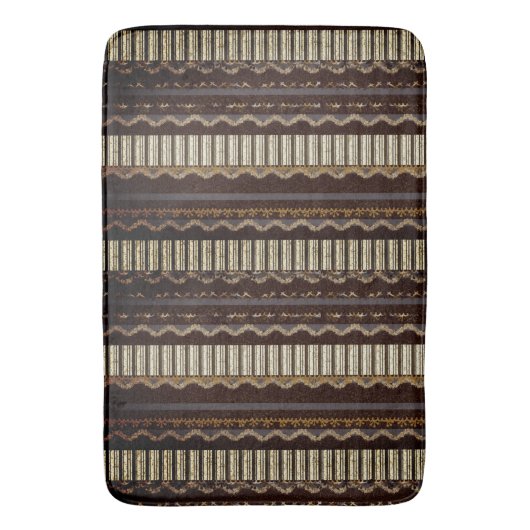 Gepatterde bruin, goud, room badmat (Voorkant Verticaal)