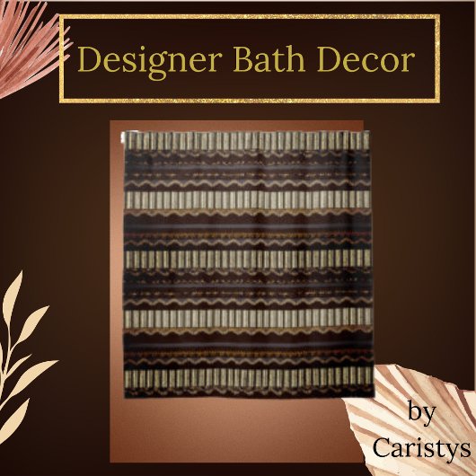 Gepatterde bruin, goud, room douchegordijn