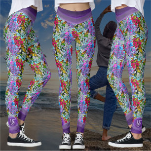 Gepatterde dansing met bloemen & buistraten PV01 Leggings
