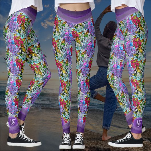 Gepatterde dansing met bloemen & buistraten PV01 Leggings