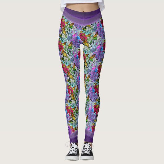 Gepatterde dansing met bloemen & buistraten PV01 Leggings (Voorkant)