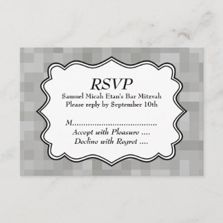 Gepatterde grijs, zwarte en witte balk Mitzvah RSVP Kaartje
