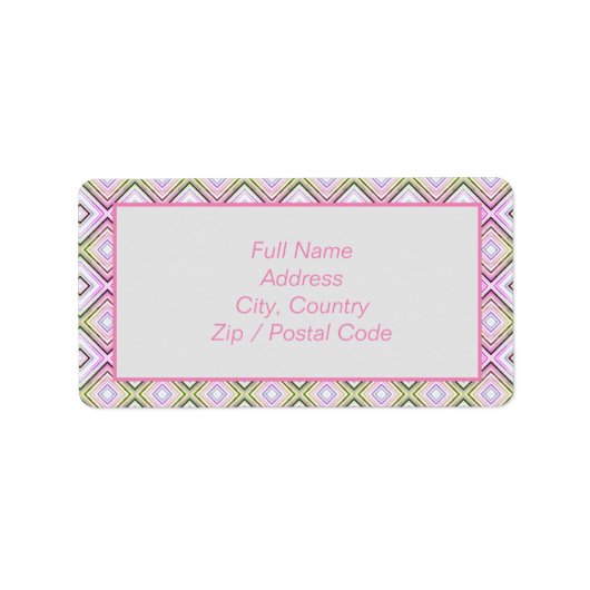 Gepatterde grijze roze en Limoen-adreslabel Etiket (Voorkant)