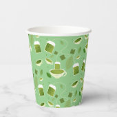 Gepatterde groene thea Teacup Bag Leaves Papieren Bekers (Achterkant)