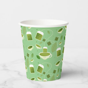 Gepatterde groene thea Teacup Bag Leaves Papieren Bekers
