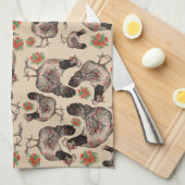 Gepatterde kippen en vygies theedoek (Quarter Fold)