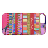 gepatterde . kleurrijke strepen op roze giraal Case-Mate iPhone case (Achterkant (Horizontaal))