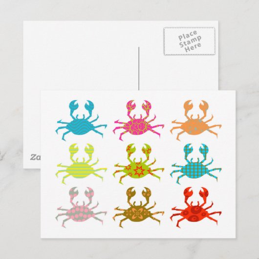 Gepatterde krabben briefkaart (Voorkant / Achterkant)