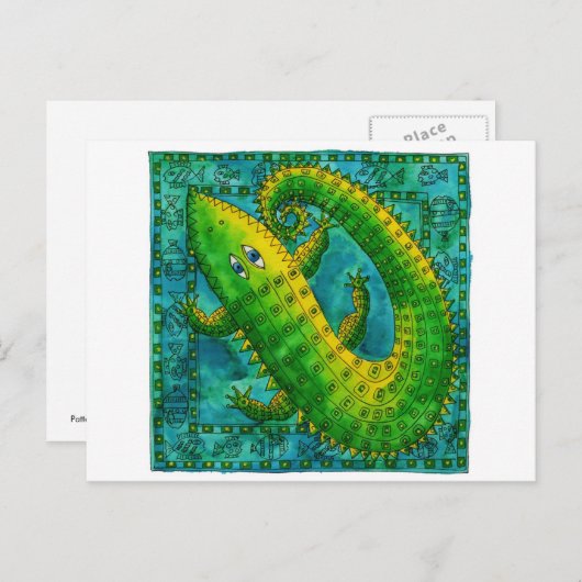 Gepatterde krokodil briefkaart (Voorkant / Achterkant)