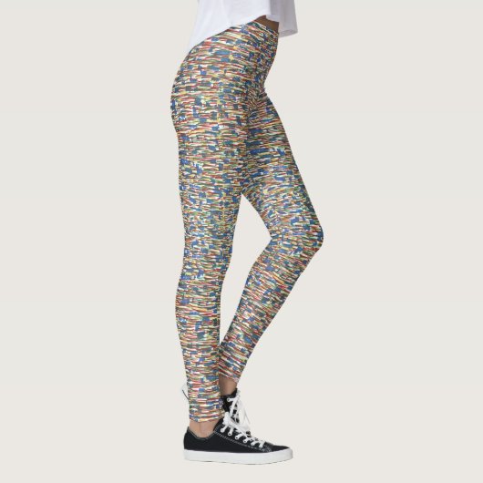 Gepatterde rode, groene, blauwe ontwerper actief-d leggings (Rechts)