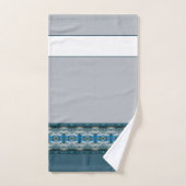 Gepattereerd in grijze en blauwe streep bad handdoek (Handdoek)