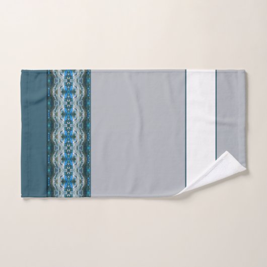 Gepattereerd in grijze en blauwe streep bad handdoek (Handdoek)