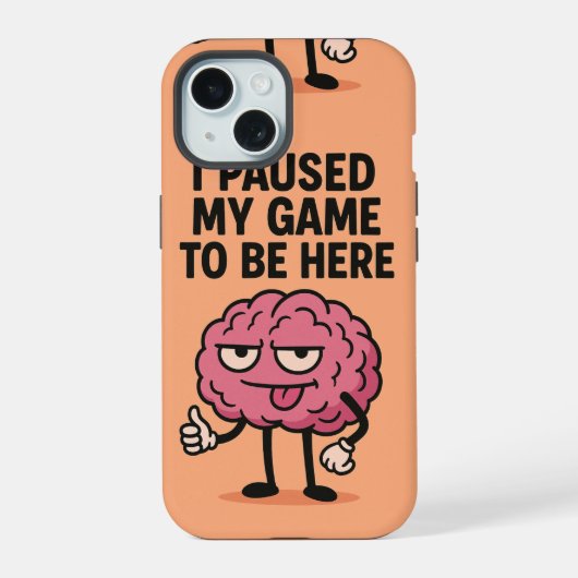 "Gepauzeerd Game Brain – Gaming Mode geactiveerd" iPhone 15 Case (Achterkant)