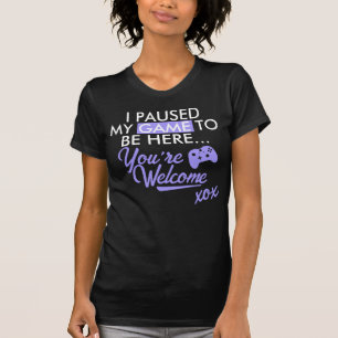 Gepauzeerd spel Paarse Sarcastische Slogan Gamer G T-shirt