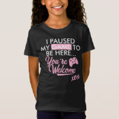 Gepauzeerd Spel Pastel Roze Girly Slogan Gamer Gir T-shirt (Voorkant)