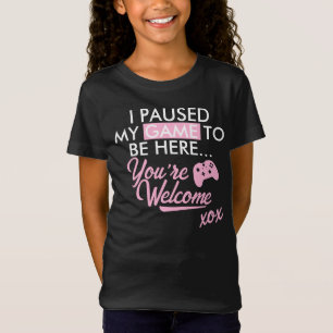 Gepauzeerd Spel Pastel Roze Girly Slogan Gamer Gir T-shirt