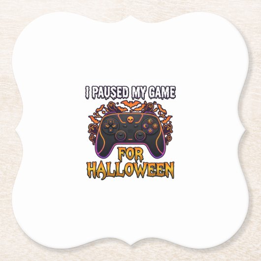 Gepauzeerde Game Halloween Controller Vleermuizen Kartonnen Onderzetters (Voorkant)