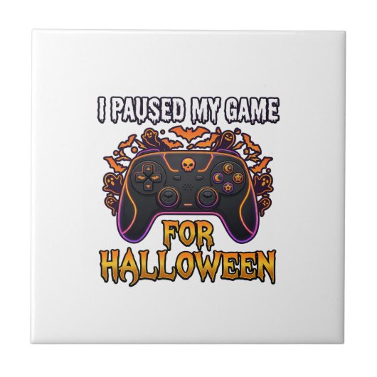 Gepauzeerde Game Halloween Controller Vleermuizen  Tegeltje (Voorkant)