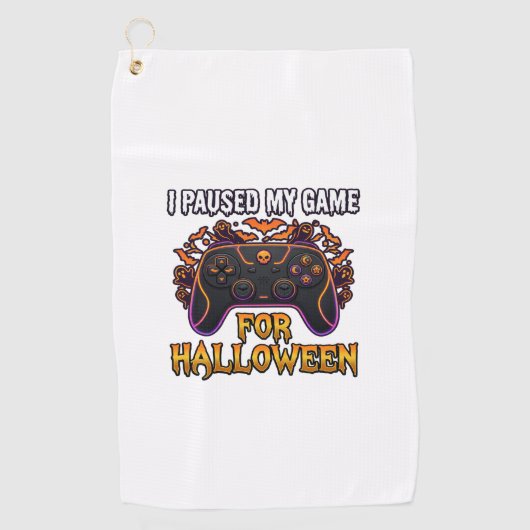Gepauzeerde spel Halloween-controller vleermuizen Golfhanddoek (Voorkant)