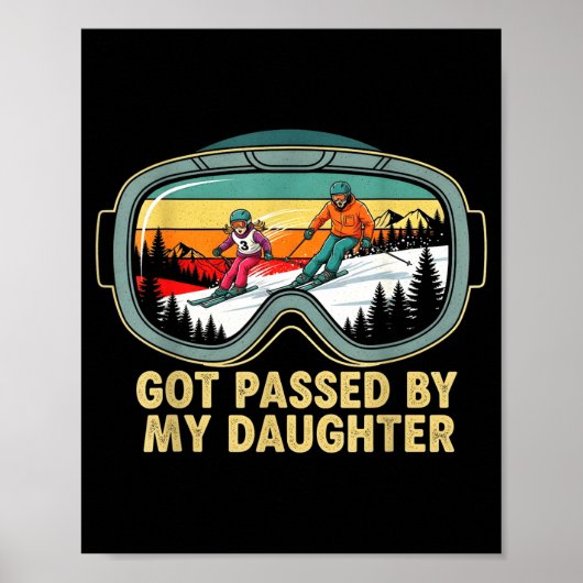 Geped door mijn dochter Funny ski-bril Berg  Poster (Voorkant)